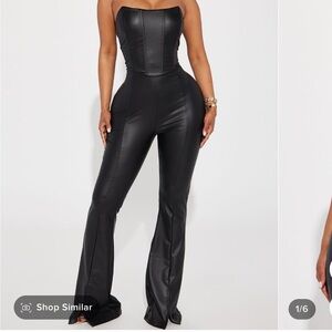 Leather wide leg jumpsuit size medium